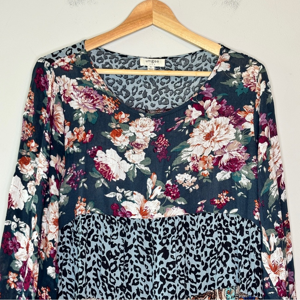 Umgee Multicolor Mixed Print Patchwork Round Neck… - image 3